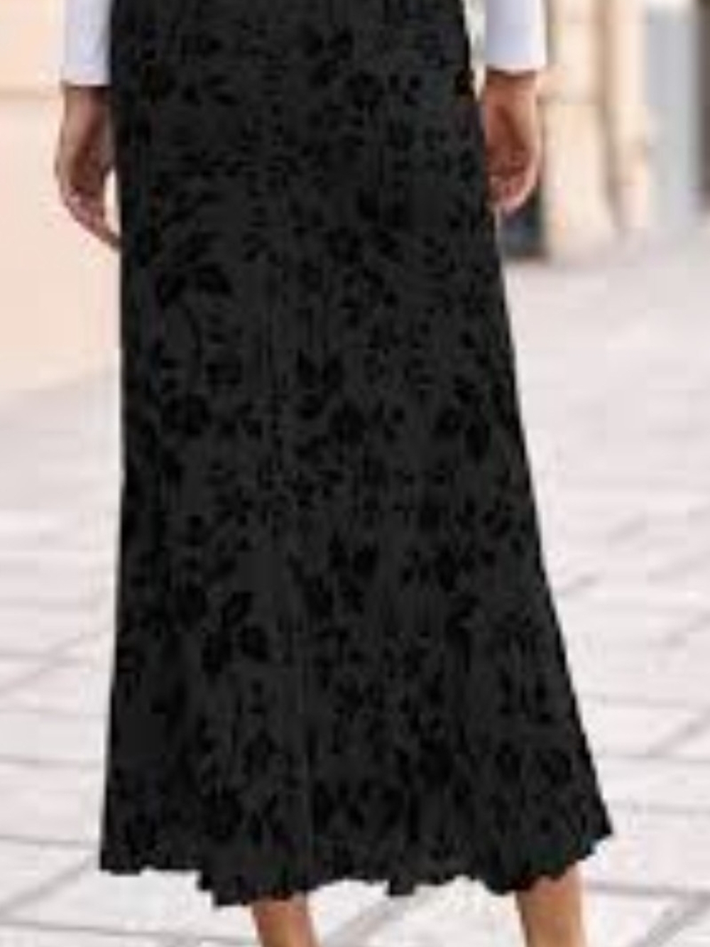 BTFBM XL Floral Mesh Maxi Skirt Black Double Layer Velvet Floral Details